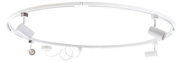 Sistema di illuminazione a binario moderno con 4 faretti bianchi monofase rotondi - Iconic Jeana
