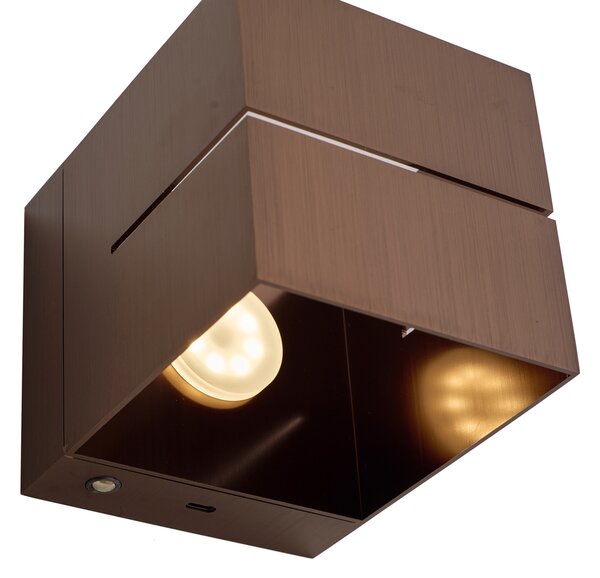 Lampada da parete moderna bronzo scuro con LED e dimmer touch ricaricabile - Joris Groove
