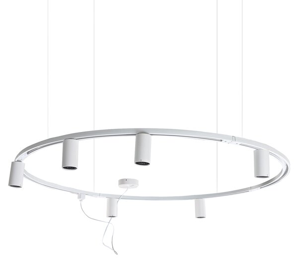 Sistema di illuminazione a binario sospeso moderno con 6 faretti bianchi monofase GU10 50 mm - Iconic Ruby Honey