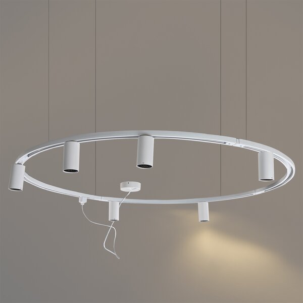 Sistema di illuminazione a binario sospeso moderno con 6 faretti bianchi monofase GU10 50 mm - Iconic Ruby Honey
