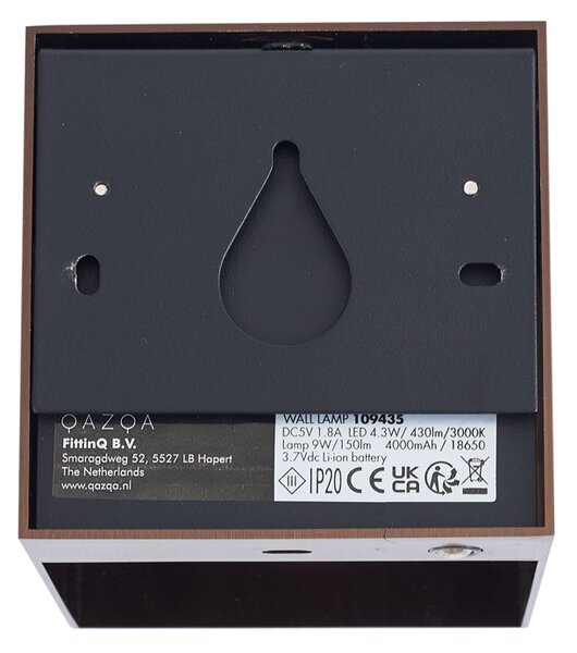 Lampada da parete moderna bronzo scuro con LED e dimmer touch ricaricabile - Joris Groove