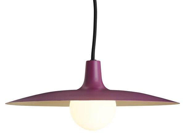 Sistema di illuminazione a binario moderno nero con 2 faretti e 3 lampade a sospensione viola monofase - Slimline Uzzy Panzi
