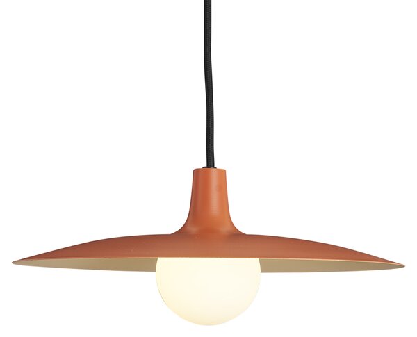 Sistema di illuminazione a binario moderno nero con 2 faretti e 3 luci a sospensione arancioni monofase - Slimline Uzzy Panzi