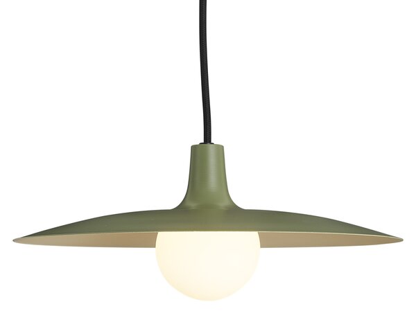 Sistema di illuminazione a binario moderno nero con 2 faretti e 3 lampade a sospensione verdi monofase - Slimline Uzzy Panzi