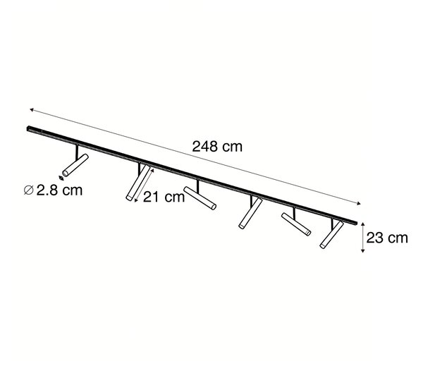 Sistema di illuminazione a binario moderno bianco con 6 faretti bianchi monofase - Slimline Avery