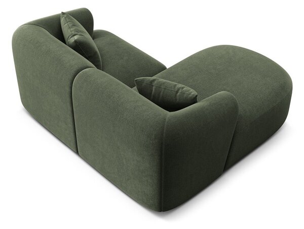 Divano angolare verde (con penisola a sinistra/con chaise lounge) con rivestimento in velluto Campi – Cosmopolitan Design
