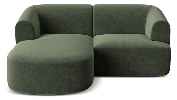 Divano angolare verde (con penisola a sinistra/con chaise lounge) con rivestimento in velluto Campi – Cosmopolitan Design