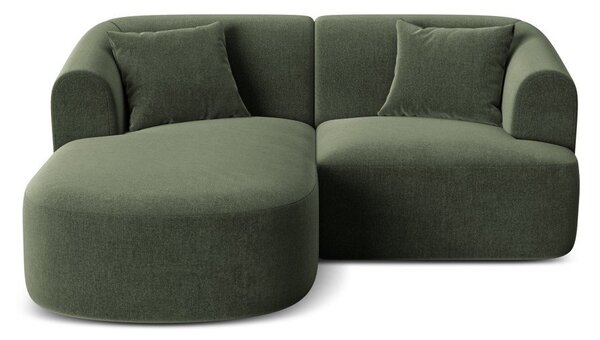 Divano angolare verde (con penisola a sinistra/con chaise lounge) con rivestimento in velluto Campi – Cosmopolitan Design