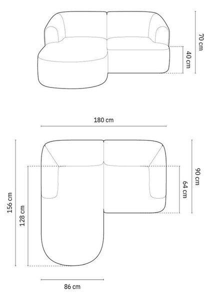 Divano angolare verde (con penisola a sinistra/con chaise lounge) con rivestimento in velluto Campi – Cosmopolitan Design