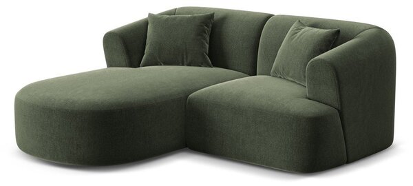 Divano angolare verde (con penisola a sinistra/con chaise lounge) con rivestimento in velluto Campi – Cosmopolitan Design