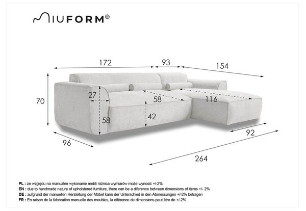 Divano angolare componibile beige (con penisola a destra) Flex Felix – Miuform