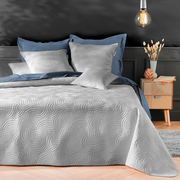 Set con copriletto e federa grigio in velluto 220x240 cm Solange – douceur d'intérieur