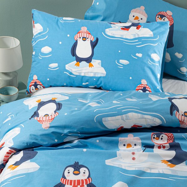Completo Copripiumino In Cotone Pinguini Singolo Caleffi Kids Ragazzo Caleffi