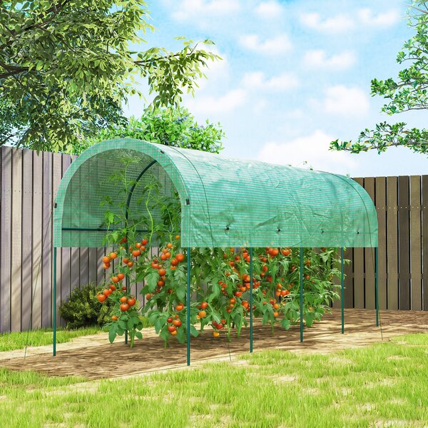 Outsunny Serra resistente all'inverno Serra in telo con tetto ad arco, picchetti di ancoraggio Serra 400 x 120 x 170 cm Verde | Aosom Italy