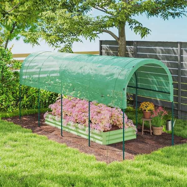 Outsunny Serra resistente all'inverno Serra in telo con tetto ad arco, picchetti di ancoraggio Serra 400 x 120 x 170 cm Verde | Aosom Italy