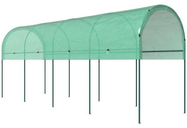 Outsunny Serra resistente all'inverno Serra in telo con tetto ad arco, picchetti di ancoraggio Serra 400 x 120 x 170 cm Verde | Aosom Italy