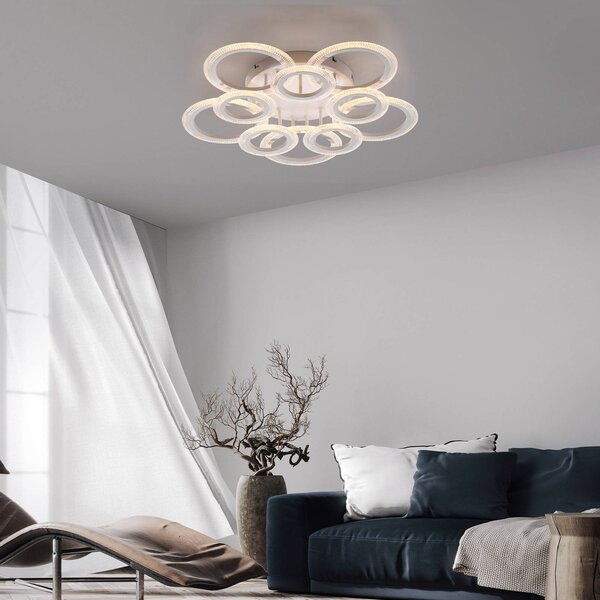 JUST LIGHT. GmbH Plafoniera soffitto Crystallo, Bianco / Opale, Soggiorno / Sala da pranzo, Metallo, Moderno, Plafoniera