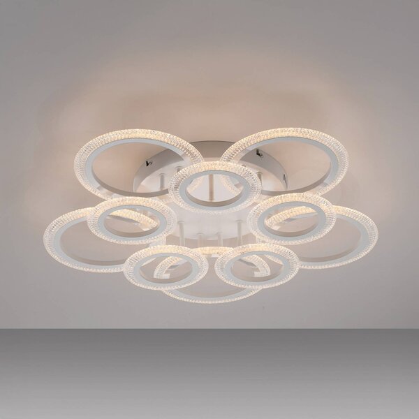 JUST LIGHT. GmbH Plafoniera soffitto Crystallo, Bianco / Opale, Soggiorno / Sala da pranzo, Metallo, Moderno, Plafoniera