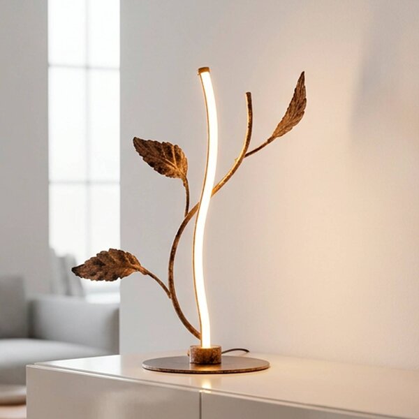 JUST LIGHT. GmbH Lampada da tavolo Aurelia, dimmerabile, Marrone / Ruggine, Soggiorno / Sala da pranzo, Metallo, Fiorentino, Lampada da tavolo