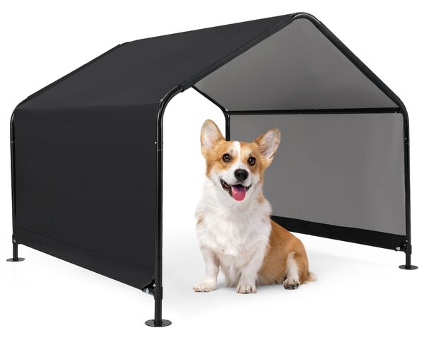 Costway Rifugio ombra per cani grandi/medie/piccole, Casa per animali all'aperto con tetto impermeabile Nero