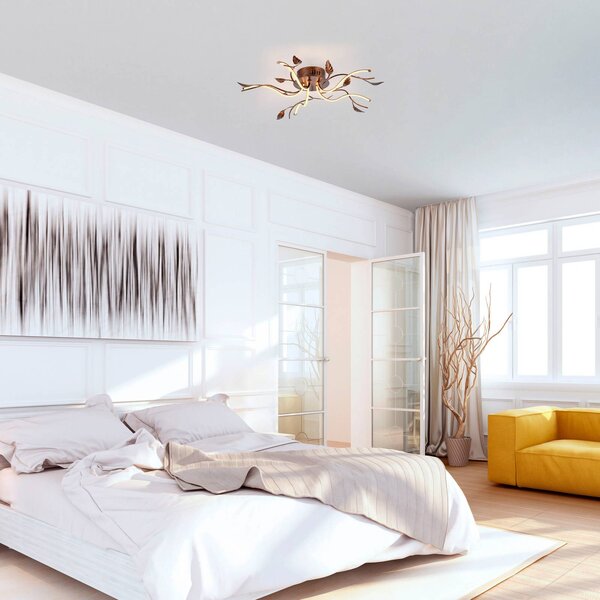JUST LIGHT. GmbH Plafoniera soffitto Aurelia, dimmerabile, Marrone / Ruggine, Soggiorno / Sala da pranzo, Metallo, Fiorentino, Plafoniera