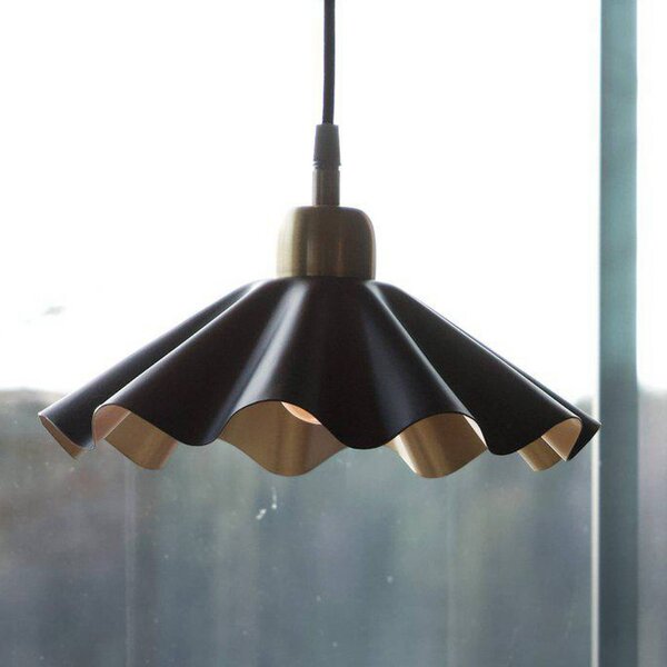 PR Home Lampada a sospensione Aira small, nero/ottone, Ø 25 cm, spina, Nero, Soggiorno / Sala da pranzo, Metallo, Vintage, Lampada a sospensione