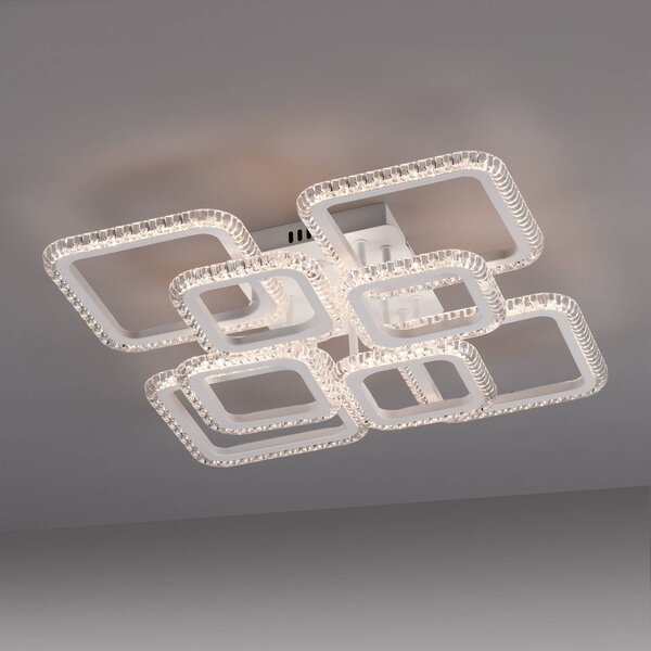 JUST LIGHT. GmbH Plafoniera soffitto Crystallo, Bianco / Opale, Soggiorno / Sala da pranzo, Metallo, Moderno, Plafoniera