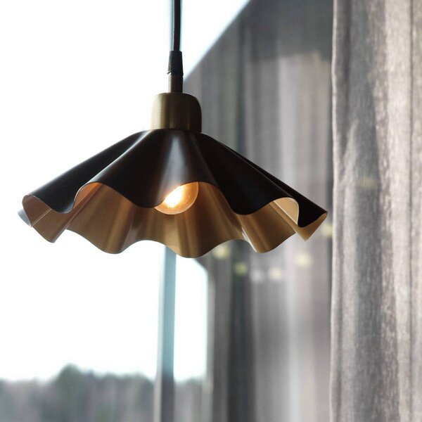 PR Home Lampada a sospensione Aira small, nero/ottone, Ø 25 cm, spina, Nero, Soggiorno / Sala da pranzo, Metallo, Vintage, Lampada a sospensione