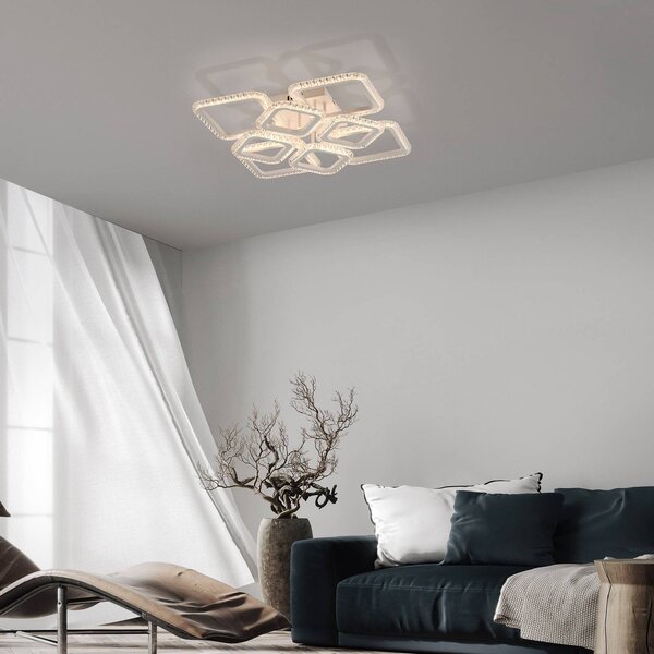 JUST LIGHT. GmbH Plafoniera soffitto Crystallo, Bianco / Opale, Soggiorno / Sala da pranzo, Metallo, Moderno, Plafoniera
