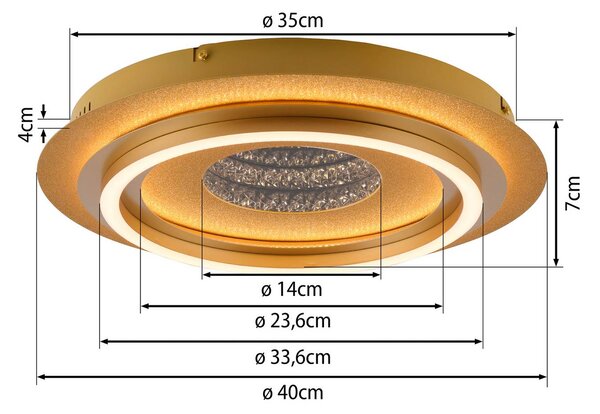 JUST LIGHT. GmbH Plafoniera soffitto Cichio, Ottone / Oro, Soggiorno / Sala da pranzo, Metallo, Moderno, Plafoniera