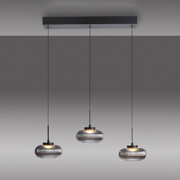 JUST LIGHT. GmbH Lampada a sospensione Noctis, dimmerabile, Alluminio / Grigio / Zincato, Soggiorno / Sala da pranzo, Vetro, Moderno, Lampada a sospensione