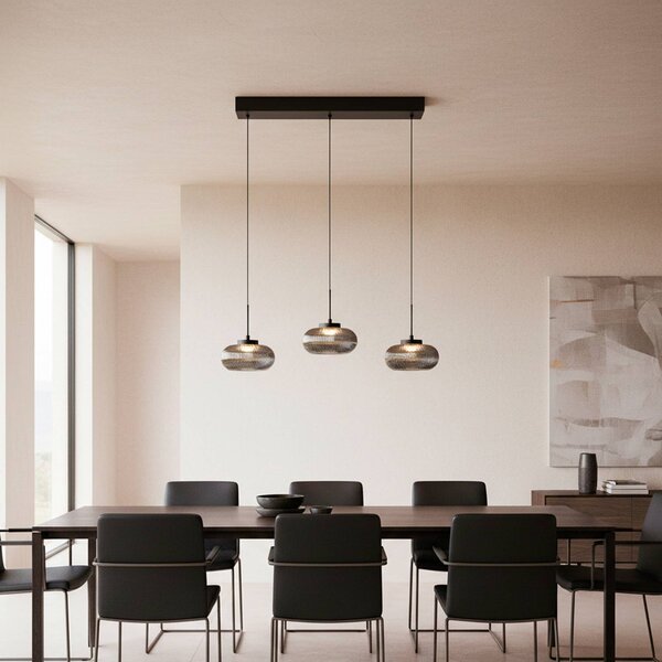 JUST LIGHT. GmbH Lampada a sospensione Noctis, dimmerabile, Alluminio / Grigio / Zincato, Soggiorno / Sala da pranzo, Vetro, Moderno, Lampada a sospensione