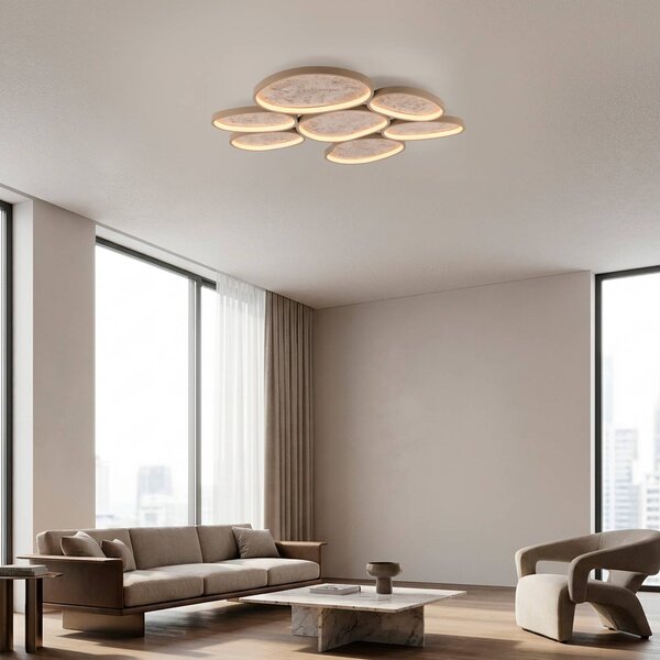 JUST LIGHT. GmbH Plafoniera soffitto Moonbraker, dimmerabile, Marrone / Ruggine, Soggiorno / Sala da pranzo, Alluminio, Moderno, Plafoniera