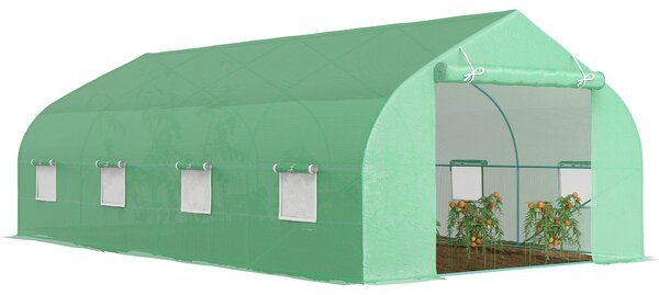 Outsunny Serra da Giardino 6x3x2m con Tetto a Spiovente in PE per Piante, Verde|Aosom