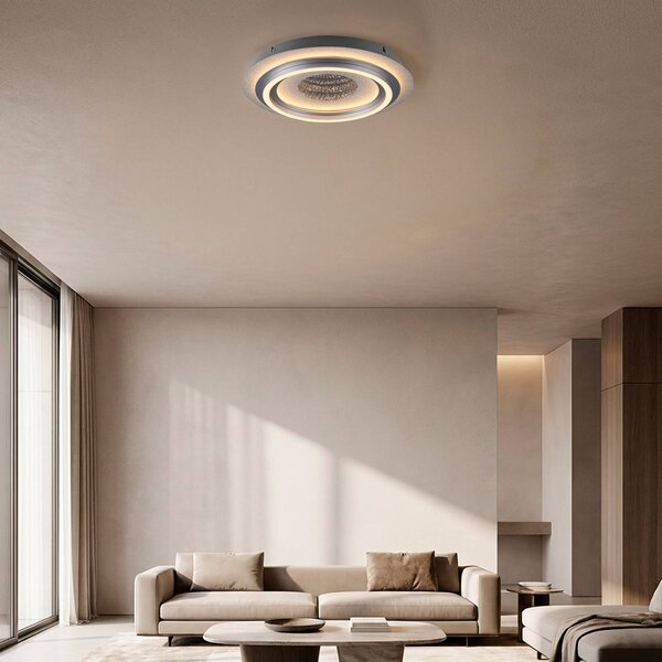 JUST LIGHT. GmbH Plafoniera soffitto Cichio, Alluminio / Grigio / Zincato, Soggiorno / Sala da pranzo, Metallo, Moderno, Plafoniera