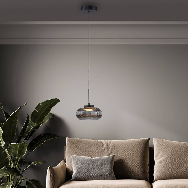 JUST LIGHT. GmbH Lampada a sospensione Noctis, dimmerabile, Alluminio / Grigio / Zincato, Soggiorno / Sala da pranzo, Vetro, Moderno, Lampada a sospensione