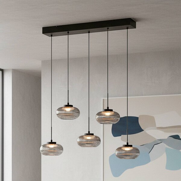 JUST LIGHT. GmbH Lampada a sospensione Noctis, dimmerabile, Alluminio / Grigio / Zincato, Soggiorno / Sala da pranzo, Vetro, Moderno, Lampada a sospensione