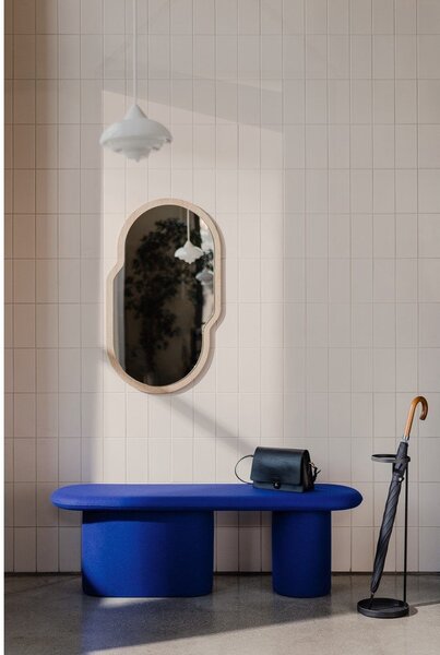 Panchina blu in imbottito con rivestimento in lana Rull – noo.ma