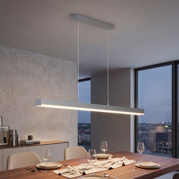 FISCHER & HONSEL Lampada a sospensione Vayana, dimmerabile, Alluminio / Grigio / Zincato, Soggiorno / Sala da pranzo, Metallo, Moderno, Lampada a sospensione