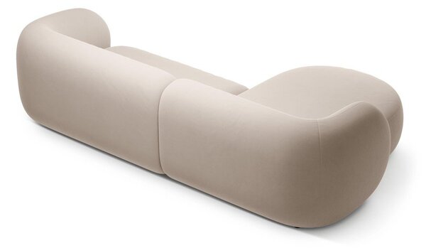 Divano angolare beige (con penisola a sinistra/con chaise lounge) con rivestimento in velluto Kate – Micadoni