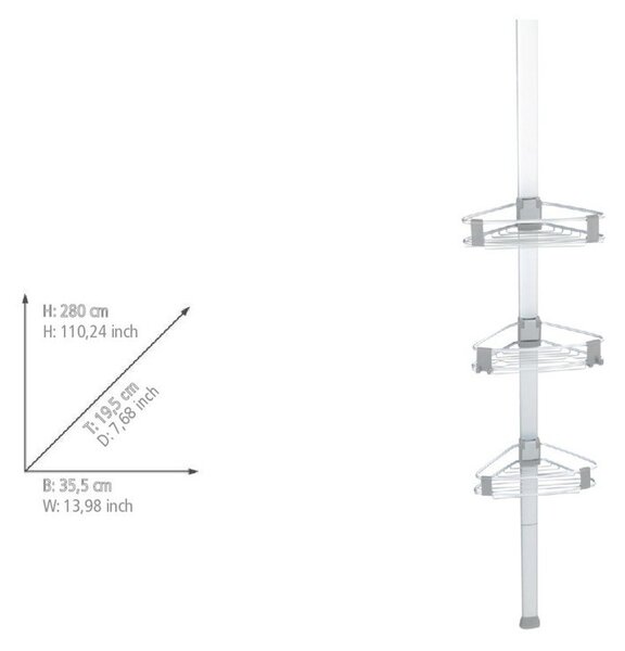 Mensola da bagno telescopica color argento opaco in alluminio Purio – Wenko