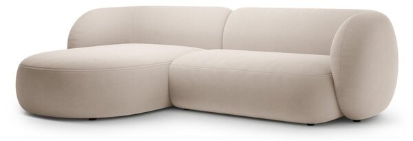 Divano angolare beige (con penisola a sinistra/con chaise lounge) con rivestimento in velluto Kate – Micadoni