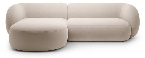 Divano angolare beige (con penisola a sinistra/con chaise lounge) con rivestimento in velluto Kate – Micadoni