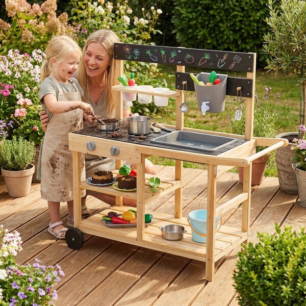 Costway Cucina giocattolo per giardino per bambini 3+ anni, Cucina da esterno per bambini interno ed esterno
