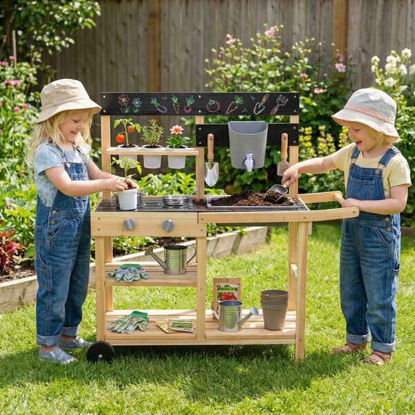 Costway Cucina giocattolo per giardino per bambini 3+ anni, Cucina da esterno per bambini interno ed esterno