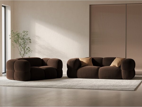 Divano marrone scuro con rivestimento in velluto 180 cm Loretto – Cosmopolitan Design