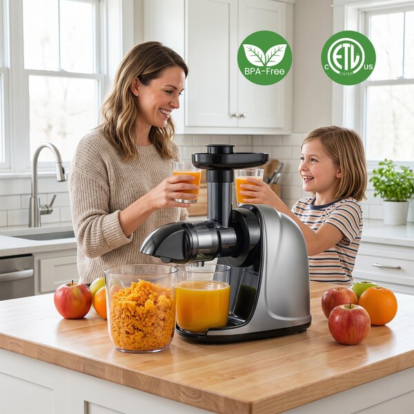 Costway Estrattore frutta e verdura funzione inverso e motore silenzioso 60db, 150w estrattore di succo a freddo con resa del 95%