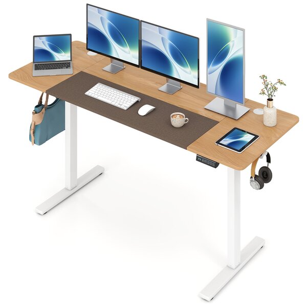 Costway Scrivania elettrica da computer con altezza regolabile, Scrivania per ufficio con funzione di memoria intelligente Naturale