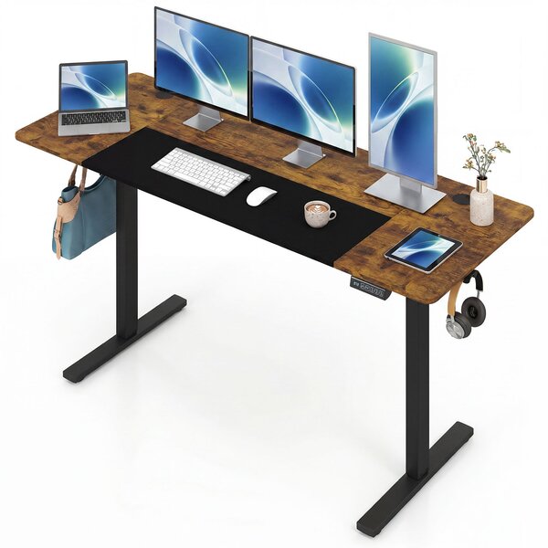 Costway Scrivania elettrica da computer con altezza regolabile, Scrivania per ufficio con funzione di memoria intelligente Marrone