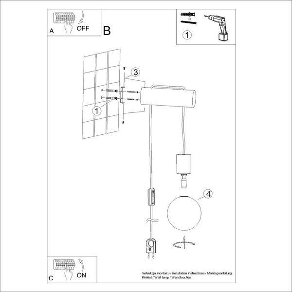 Lampada da parete bianca/di colore naturale in legno massiccio con alimentazione a corrente ø 12 cm Solum – Sollux